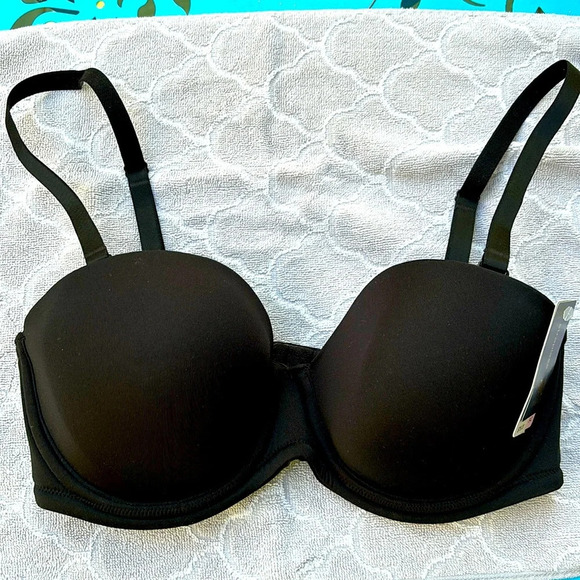 NWT WACOAL strapless (or not) black lightly padded bra size 34D - Picture 1 of 9